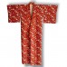 KIMONO FEMME SOIE ROUGE IMPRIMÉ BLANC 007-117 (M)